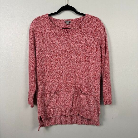 J. Jill Womens Crewneck Pullover Knit Tunic  Sweater Size Small Red Pockets - Picture 1 of 5